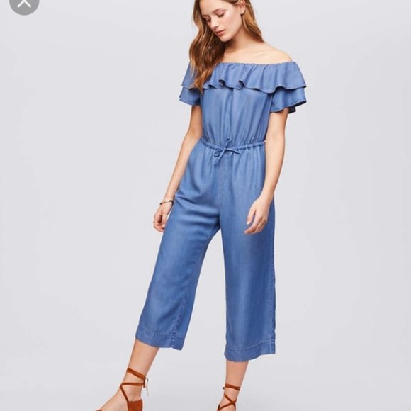 loft denim jumpsuit